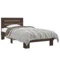 Cadre de lit chêne marron 75x190 cm bois d'ingénierie et métal