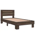 Cadre de lit chêne marron 75x190 cm bois d'ingénierie et métal