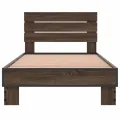 Cadre de lit chêne marron 75x190 cm bois d'ingénierie et métal