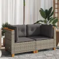 Canapés d'angle de jardin et coussins 2 pcs gris résine tressée