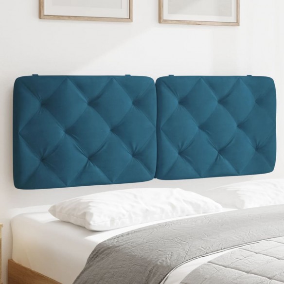 Coussin de tête de lit bleu 140 cm velours