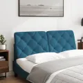 Coussin de tête de lit bleu 140 cm velours