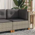 Canapé d'angle de jardin avec coussins gris résine tressée