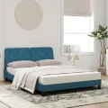 Lit avec matelas bleu 120x200 cm velours