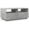 Table basse avec lumières LED gris béton 90x49x40 cm