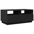 Table basse avec lumières LED noir 90x49x40 cm