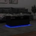 Table basse avec lumières LED noir 90x49x40 cm