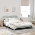 Cadre de lit avec tête de lit Gris clair 160x200 cm Velours