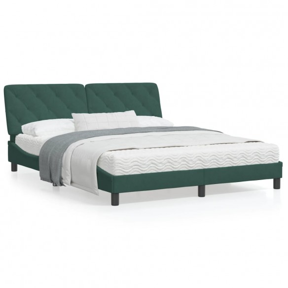 Lit avec matelas vert foncé 160x200 cm velours