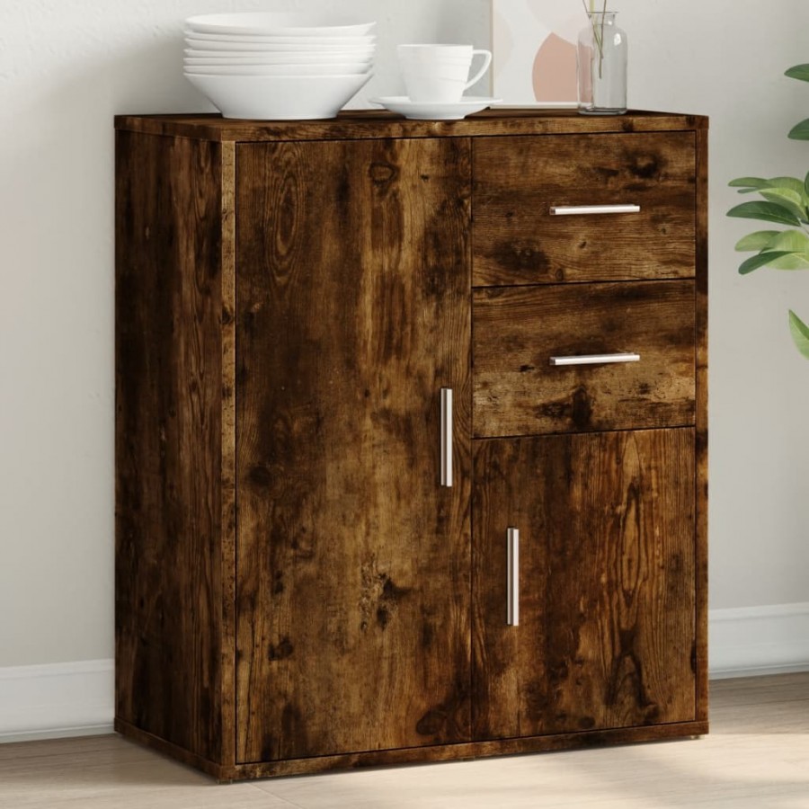 Buffet chêne fumé 60x31x70 cm bois d'ingénierie