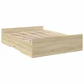 Cadre de lit et tiroirs chêne sonoma 120x200 cm bois ingénierie