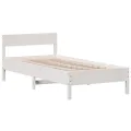 Cadre de lit avec tête de lit blanc 75x190cm bois de pin massif