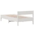 Cadre de lit avec tête de lit blanc 75x190cm bois de pin massif