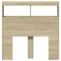 Armoire tête de lit avec LED chêne sonoma 100x17x102 cm