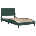 Cadre de lit avec tête de lit Vert foncé 100x200 cm Velours