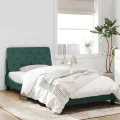 Cadre de lit avec tête de lit Vert foncé 100x200 cm Velours