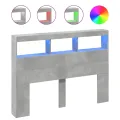 Armoire tête de lit avec LED gris béton 140x17x102 cm