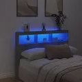 Armoire tête de lit avec LED gris béton 140x17x102 cm