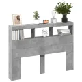 Armoire tête de lit avec LED gris béton 140x17x102 cm