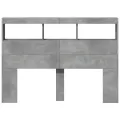Armoire tête de lit avec LED gris béton 140x17x102 cm