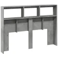 Armoire tête de lit avec LED gris béton 140x17x102 cm