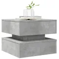 Table basse avec lumières LED gris béton 50x50x40 cm