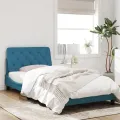 Cadre de lit avec lumières LED bleu 100x200 cm velours