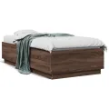 Cadre de lit chêne marron 75x190 cm bois d'ingénierie