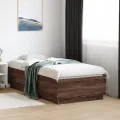 Cadre de lit chêne marron 75x190 cm bois d'ingénierie