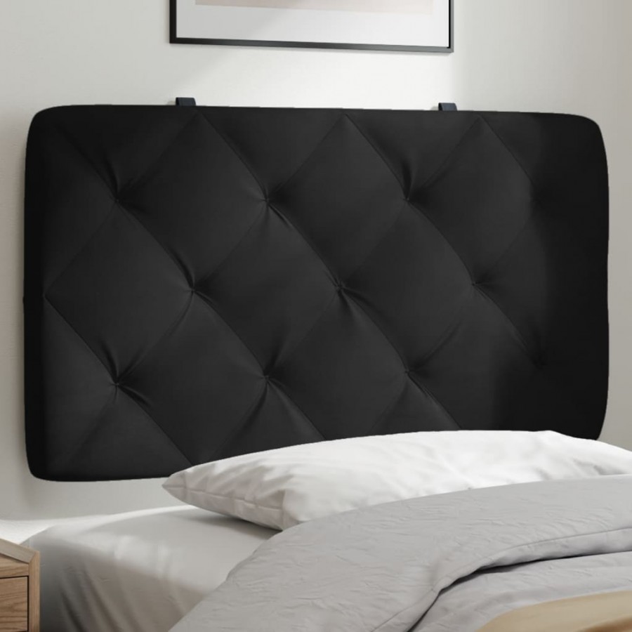 Coussin de tête de lit noir 90 cm velours