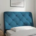Coussin de tête de lit bleu 80 cm velours