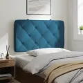 Coussin de tête de lit bleu 80 cm velours
