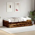 Lit de jour et tiroirs chêne fumé 90x200 cm bois d'ingénierie