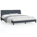 Lit avec matelas gris foncé 180x200 cm velours