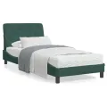 Lit avec matelas vert foncé 90x190 cm velours