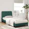 Lit avec matelas vert foncé 90x190 cm velours