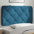 Coussin de tête de lit bleu 90 cm velours