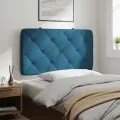 Coussin de tête de lit bleu 90 cm velours
