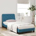 Lit avec matelas bleu 90x200 cm velours