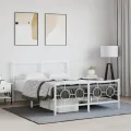 Cadre de lit métal avec tête de lit/pied de lit blanc 135x190cm