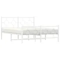 Cadre de lit métal avec tête de lit/pied de lit blanc 135x190cm
