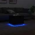 Table basse avec lumières LED noir 50x50x40 cm