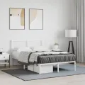 Cadre de lit métal avec tête de lit blanc 120x200 cm