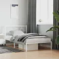 Cadre de lit métal avec tête de lit blanc 107x203 cm