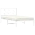 Cadre de lit métal avec tête de lit blanc 107x203 cm