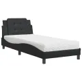Lit avec matelas noir 80x200 cm similicuir