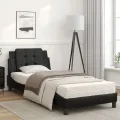 Lit avec matelas noir 80x200 cm similicuir