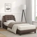 Lit avec matelas marron 100x200 cm similicuir