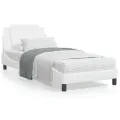 Lit avec matelas blanc 90x190 cm similicuir