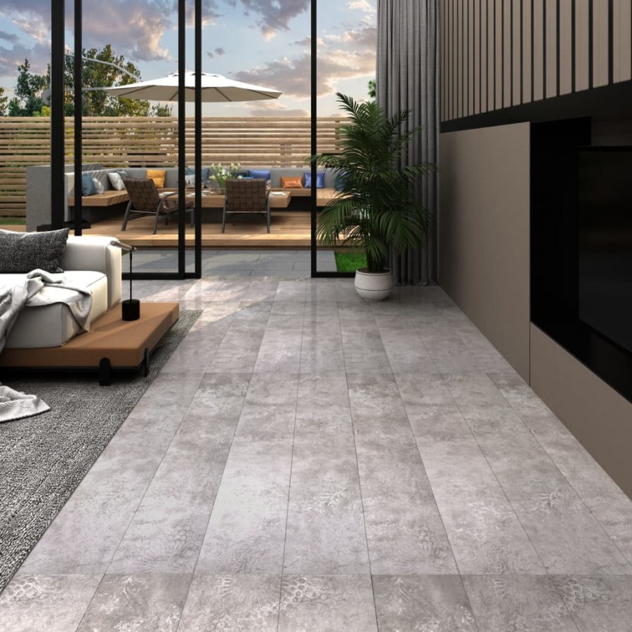 Planche de plancher PVC autoadhésif 5,21 m² 2 mm Gris terre